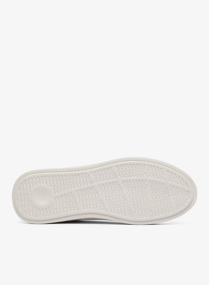 Men's White Low-Top Sneakers - Lightweight Shoes Lace-Up Design