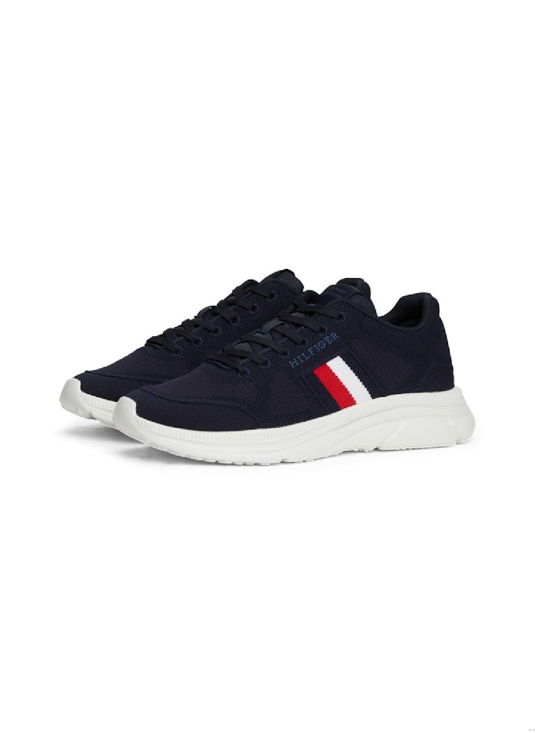 Men's Signature Tape Knit Runner Trainers, Blue- Recycled Polyester