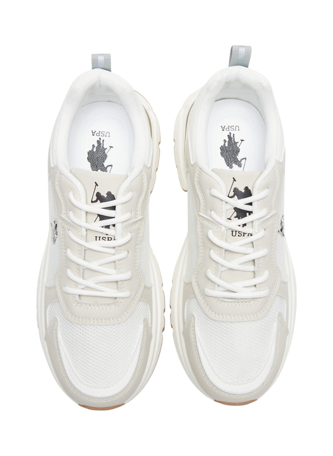 Women's White with Beige Accent Sneakers - Bold Rugged Style with Durable Sole for Outdoor Wear