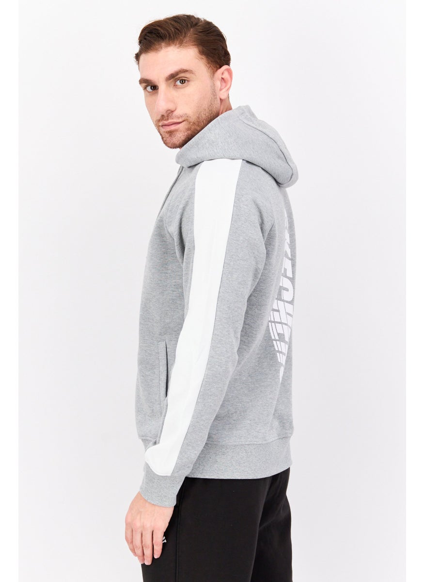 Men Sportswear Fit Long Sleeve Outdoor Hooded Jacket, Grey