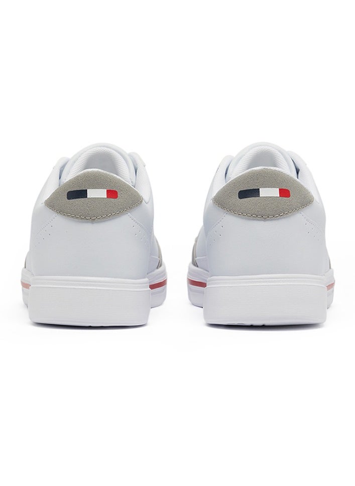 Men's White Low-Top Sneakers - Lightweight Lace-Up Design, Comfortable for Everyday Outfits