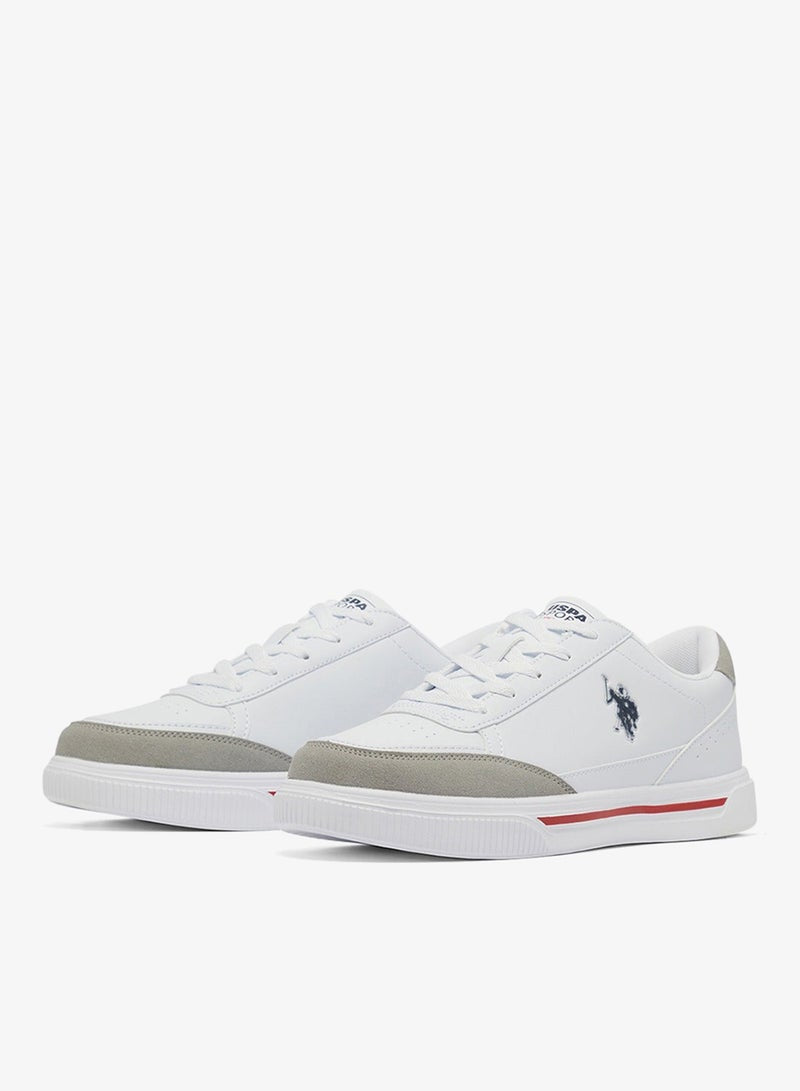 Men's White Low-Top Sneakers - Lightweight Shoes Lace-Up Design, Comfortable for Everyday Outfits