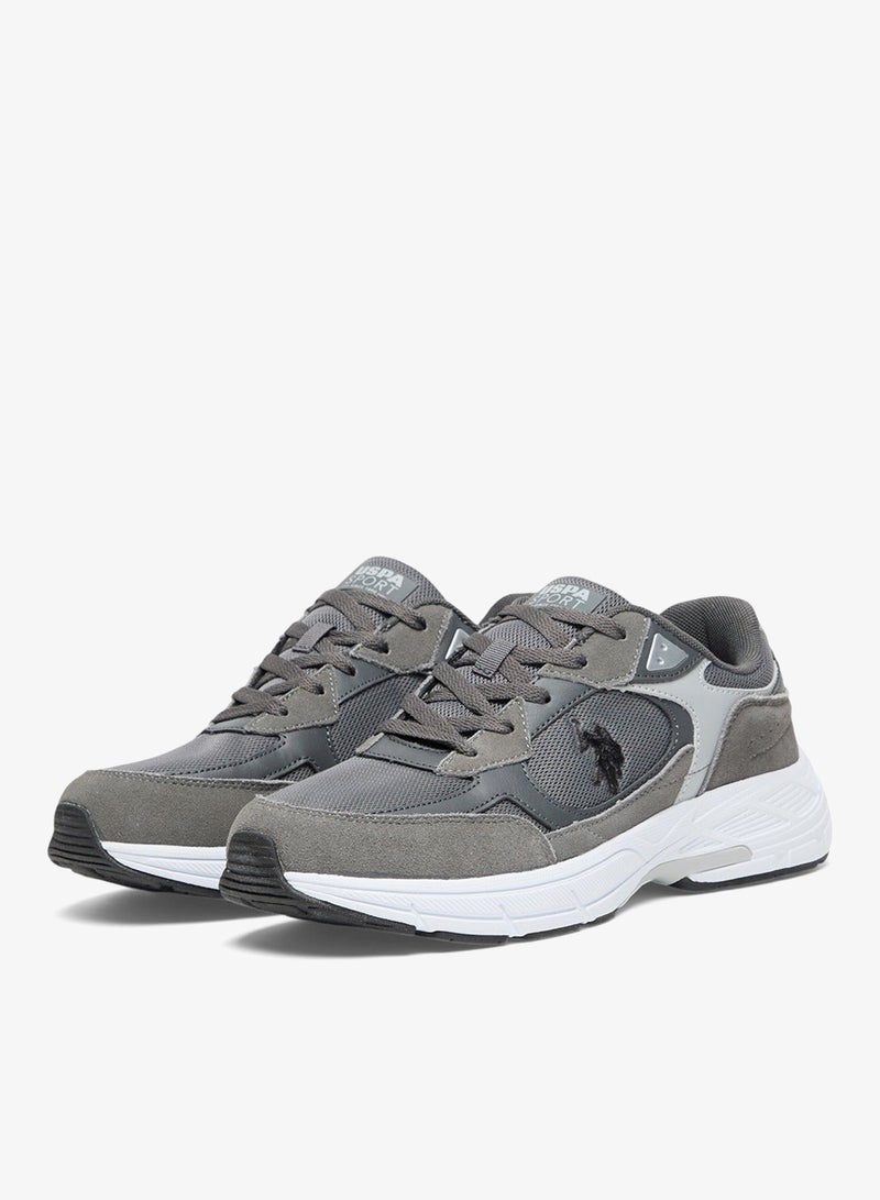 Men's Grey Low-Top Sneakers - Modern Lace-Up Design Shoes, Versatile Shoes for Casual Outfits