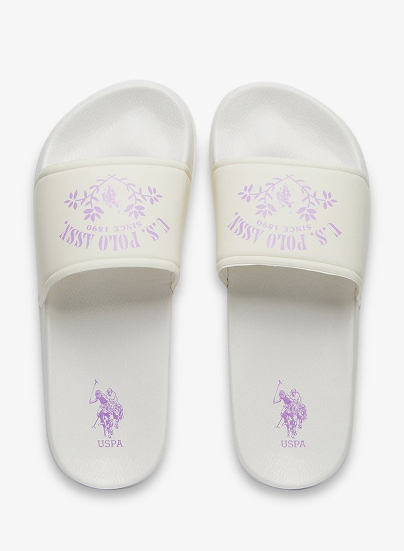 Women's White Signature Slides Shoes - Effortless Style Meets Ultimate Relaxation!
