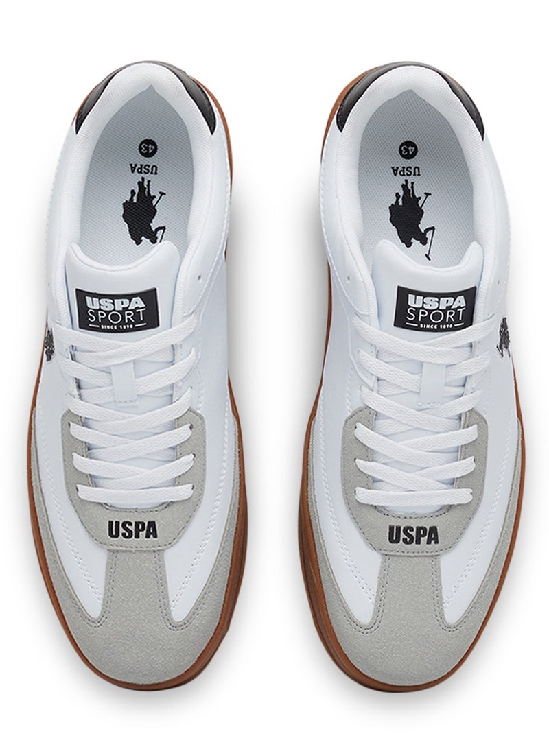 Men's White Low-Top Sneakers - Fashionable Lace-Up Style, Perfect for Everyday Casual Outfits