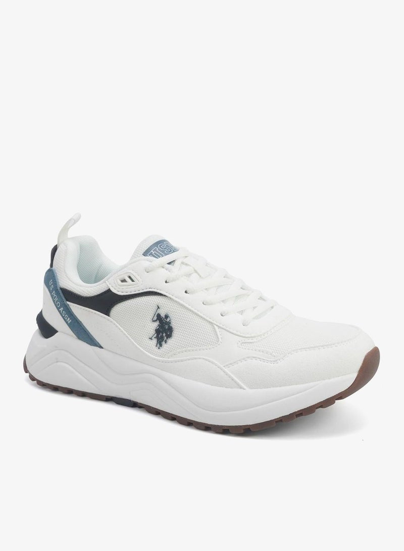 Men's White Low-Top Sneakers - Lightweight Shoes Timeless Lace-Up Style