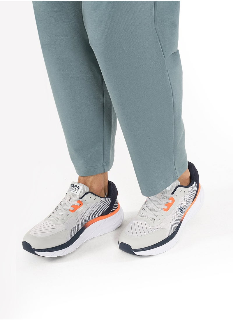 Men's Grey Low-Top Sneakers - Lightweight Lace-Up Design, Comfortable for Everyday Outfits