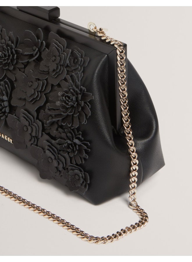 FLOWER 3D APPLIQUE CLUTCH BAG