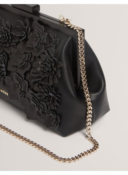 FLOWER 3D APPLIQUE CLUTCH BAG