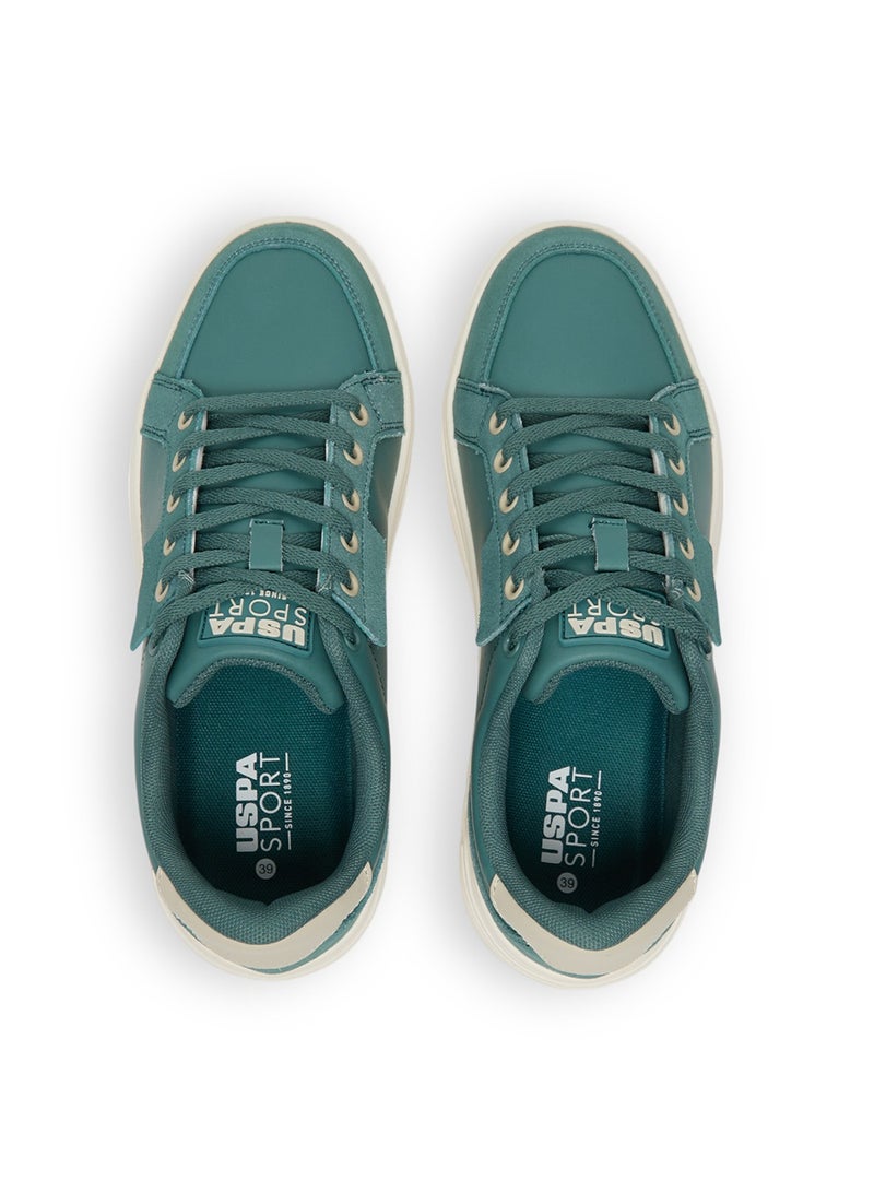 Women's Mint Platform Sneakers - Low-Top Casual Lace-Up Design with Comfort Cushioned Sole for Everyday Wear
