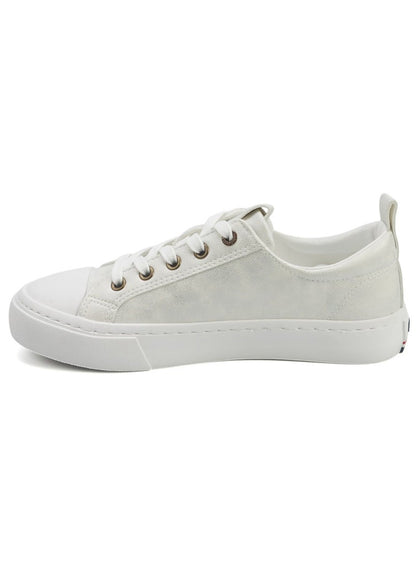 Women's White Low-Top Sneakers - Lightweight with White Sole, Comfortable Casual Shoes