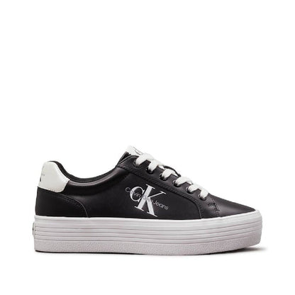 Women's Leather Platform Trainers - Leather, Black