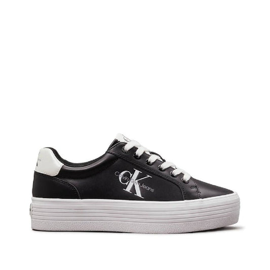 Women's Leather Platform Trainers - Leather, Black