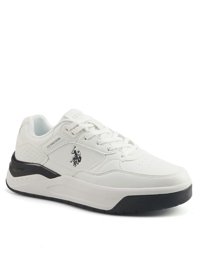 Men's White Low-Top Sneakers - Stylish Contrast Design for Sporty Everyday Looks