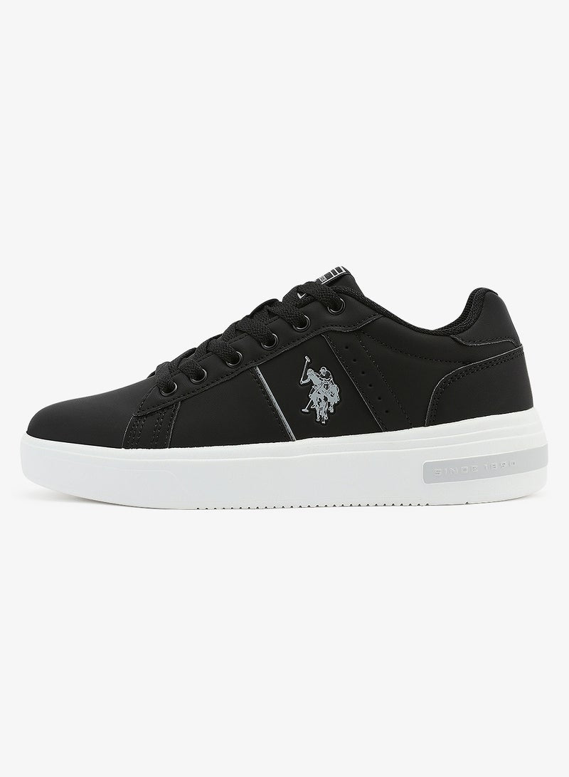 Women's Black Low-Top Sneakers - Lightweight Modern Design Shoes for All-Day Comfort