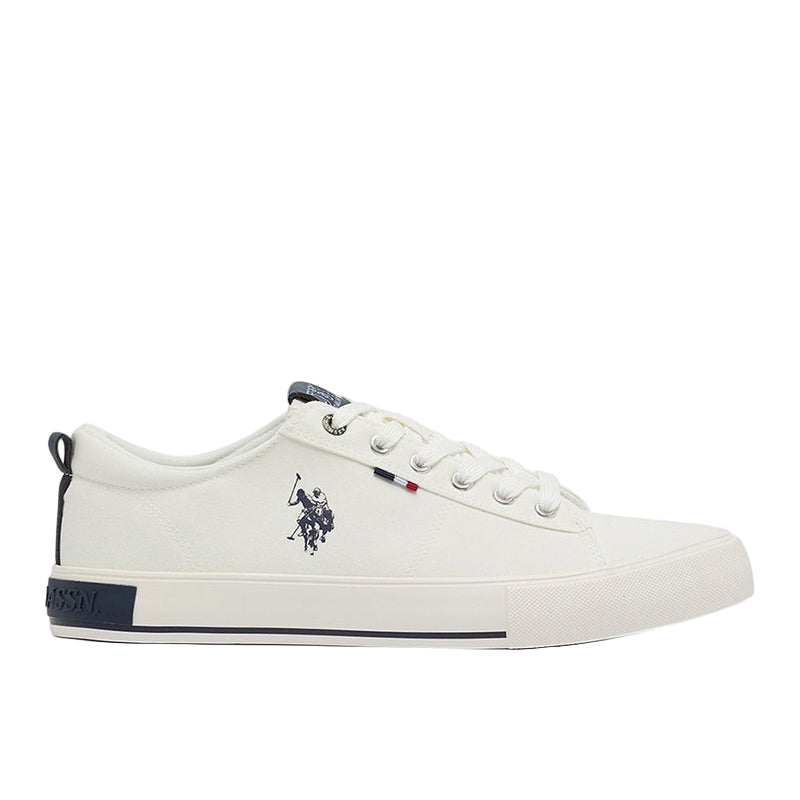Men's White Low-Top Canvas Sneakers - Iconic Branding for a Clean Look Shoes