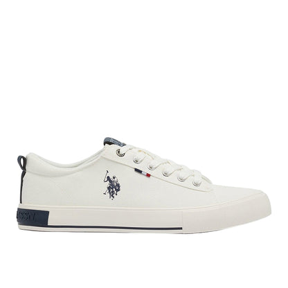 Men's White Low-Top Canvas Sneakers - Iconic Branding for a Clean Look Shoes