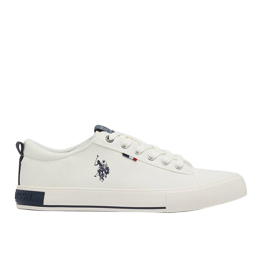 Men's White Low-Top Canvas Sneakers - Iconic Branding for a Clean Look Shoes