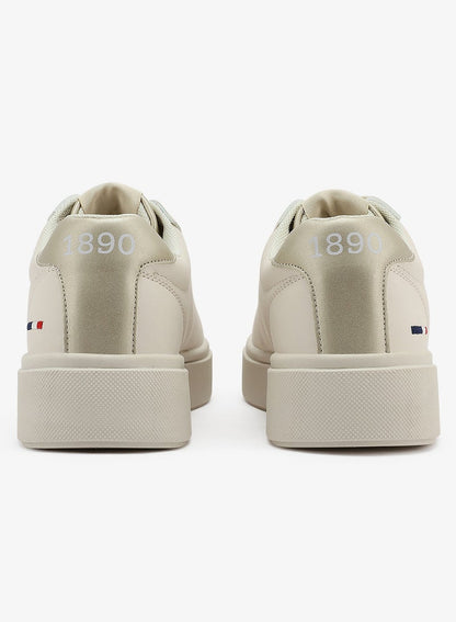 Women's Beige Low-Top Sneakers - Stylish Lace-Up Design Shoes, Perfect for Casual Outings