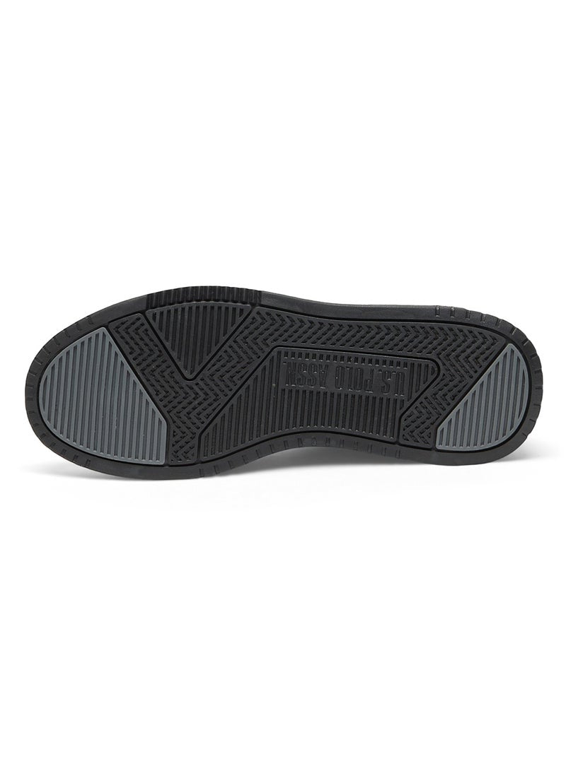 Men's Black Stylish Low-Top Casual Sneakers - Durable Lace-Up Design with Comfort Cushioned Sole for Everyday Active Wear