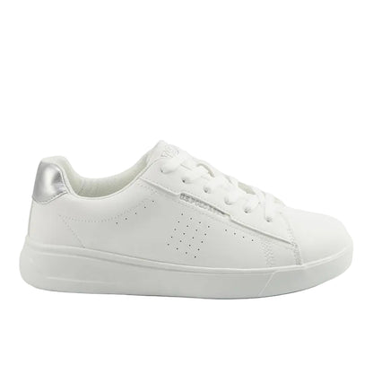 Women's White Low-Top Sneakers - Lightweight Shoes with White Sole, Comfortable Casual