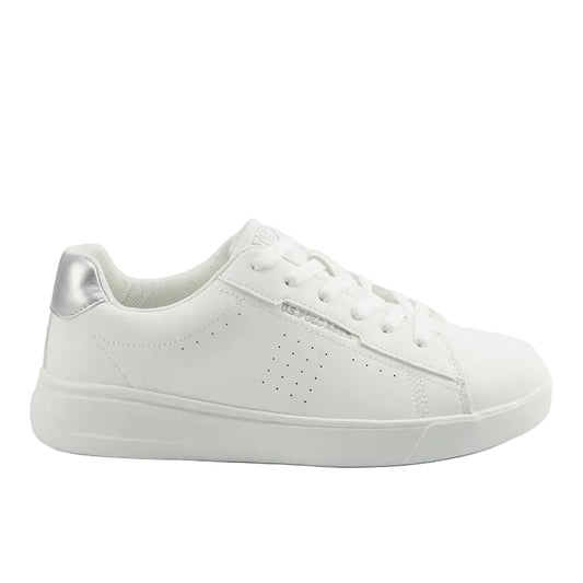 Women's White Low-Top Sneakers - Lightweight Shoes with White Sole, Comfortable Casual