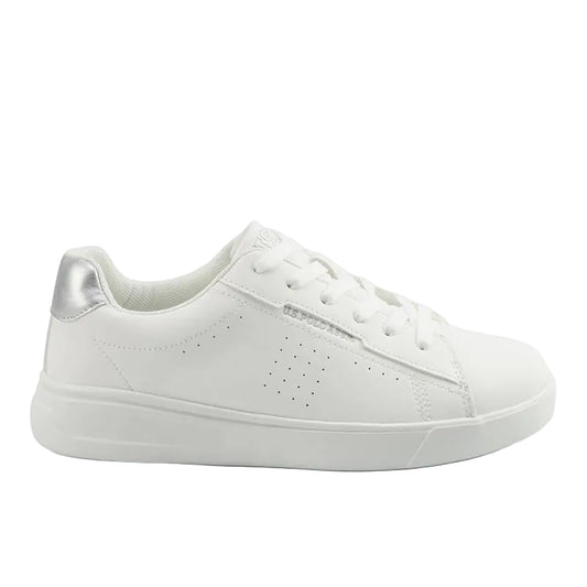 Women's White Low-Top Sneakers - Lightweight Shoes with White Sole, Comfortable Casual