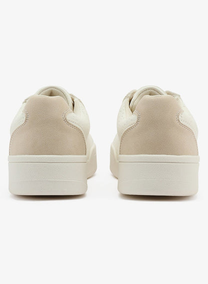 Women's White Low-Top Sneakers - Stylish Lace-Up Design Shoes, Perfect for Casual Outings