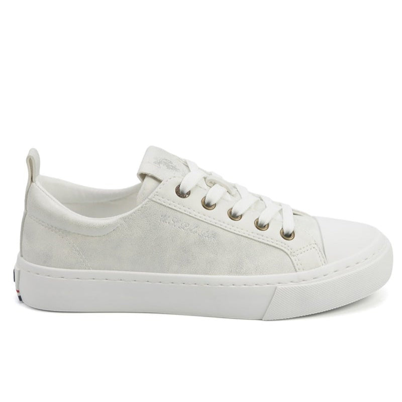 Women's White Low-Top Sneakers - Lightweight with White Sole, Comfortable Casual Shoes