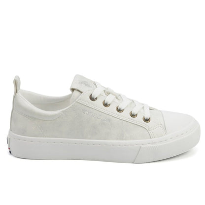 Women's White Low-Top Sneakers - Lightweight with White Sole, Comfortable Casual Shoes