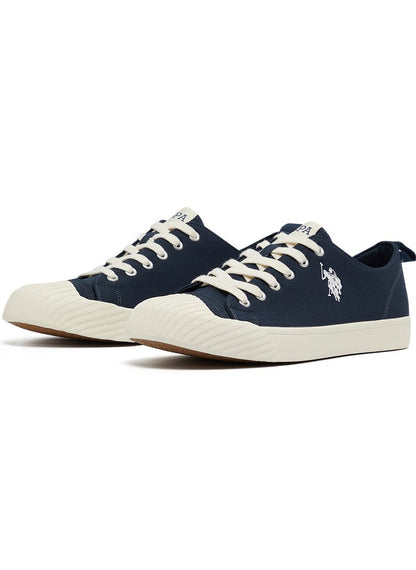 Men's Navy Low-Top Canvas Sneakers - Iconic Branding for a Clean Look