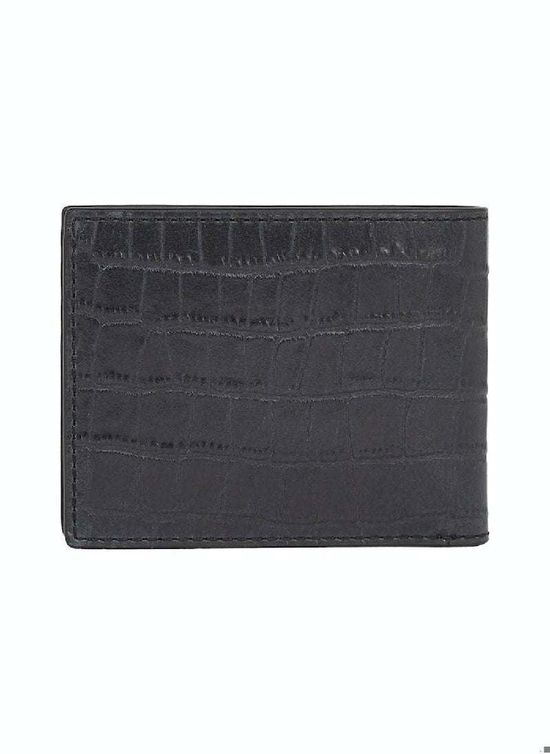 Men's Texture Mini Cardholder/ Wallet - Leather, Black