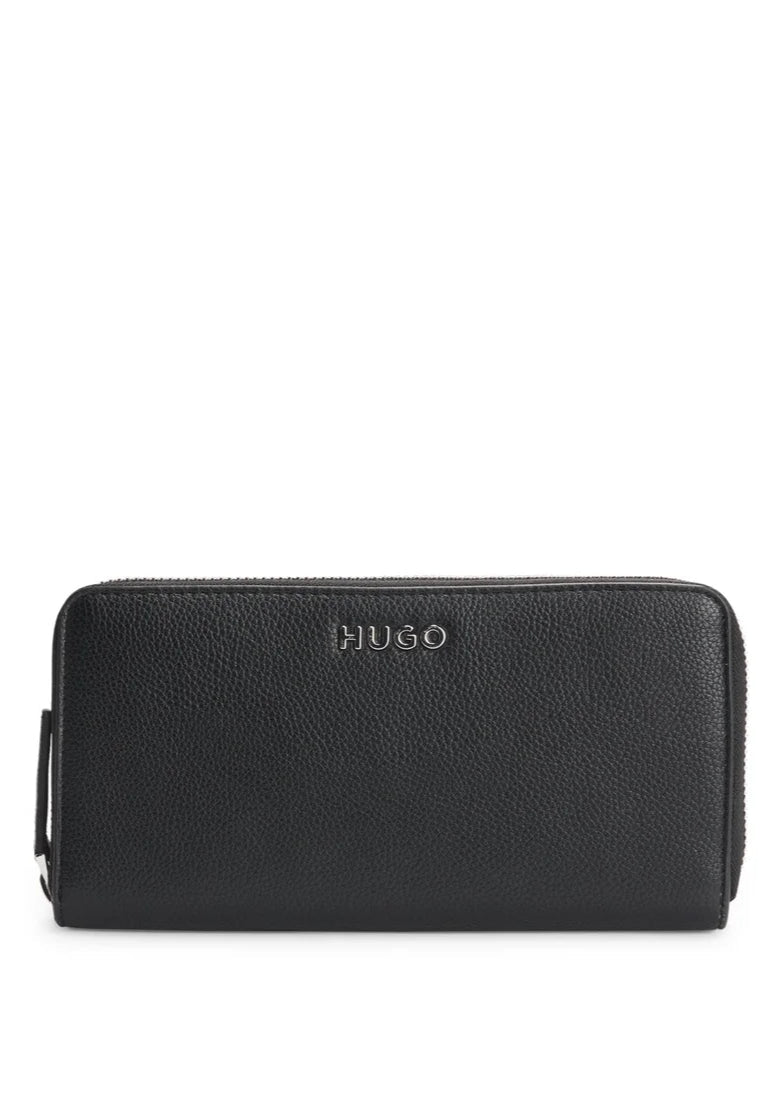 Faux-leather wallet with embossed grain