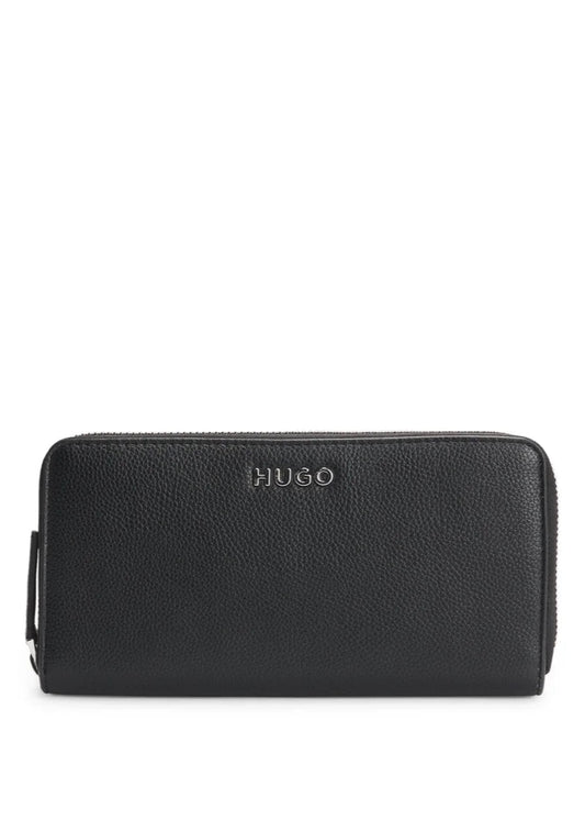 Faux-leather wallet with embossed grain