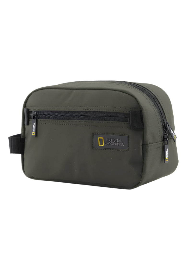 National Geographic Mutation Toiletry Bag Khaki, Travel Pouch, Everyday Kit, Portable Organizer Sustainable Bag for Men and Women, School Travel College