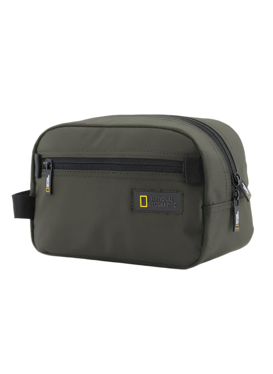 National Geographic Mutation Toiletry Bag Khaki, Travel Pouch, Everyday Kit, Portable Organizer Sustainable Bag for Men and Women, School Travel College