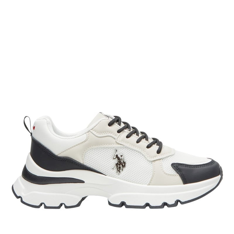 Women's White with Black Accent Sneakers - Bold Rugged Style with Durable Sole for Outdoor Wear
