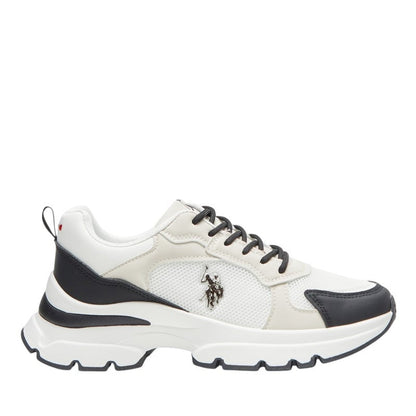 Women's White with Black Accent Sneakers - Bold Rugged Style with Durable Sole for Outdoor Wear