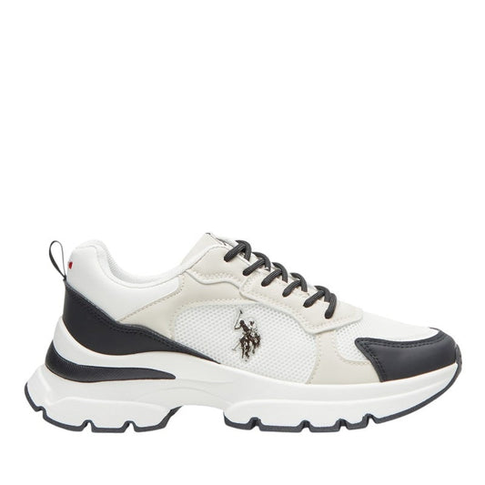 Women's White with Black Accent Sneakers - Bold Rugged Style with Durable Sole for Outdoor Wear