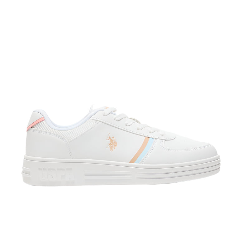 Women's White Sneakers - Soft Pastel Accents with Retro-Inspired Design and Cushioned Sole for Effortless Style and Comfort