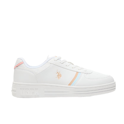 Women's White Sneakers - Soft Pastel Accents with Retro-Inspired Design and Cushioned Sole for Effortless Style and Comfort