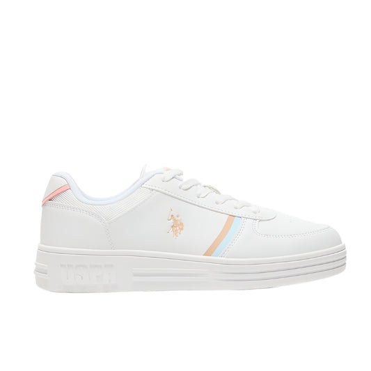 Women's White Sneakers - Soft Pastel Accents with Retro-Inspired Design and Cushioned Sole for Effortless Style and Comfort