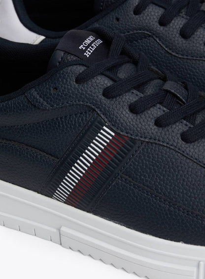 Signature Tape Textured Leather Sneakers