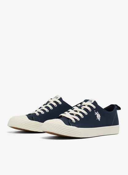 Men's Navy Low-Top Canvas Sneakers - Iconic Branding for a Clean Look Shoes