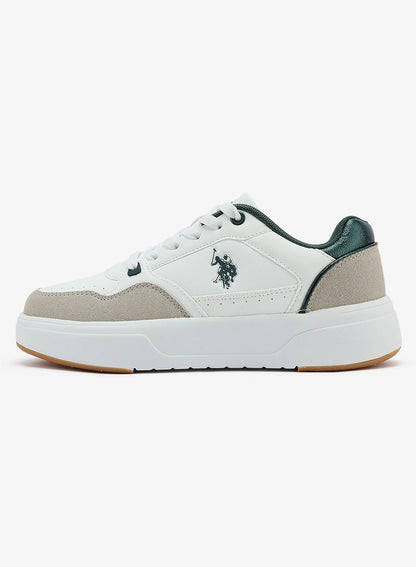 Women's White Sneakers - Bold Rugged Shoes with Style and Durable Sole for Outdoor Wear