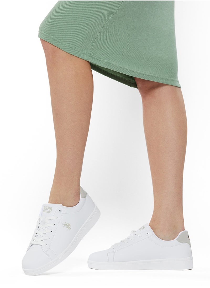 Women's White Low-Top Sneakers - Lightweight & Trendy Design for Everyday Wear