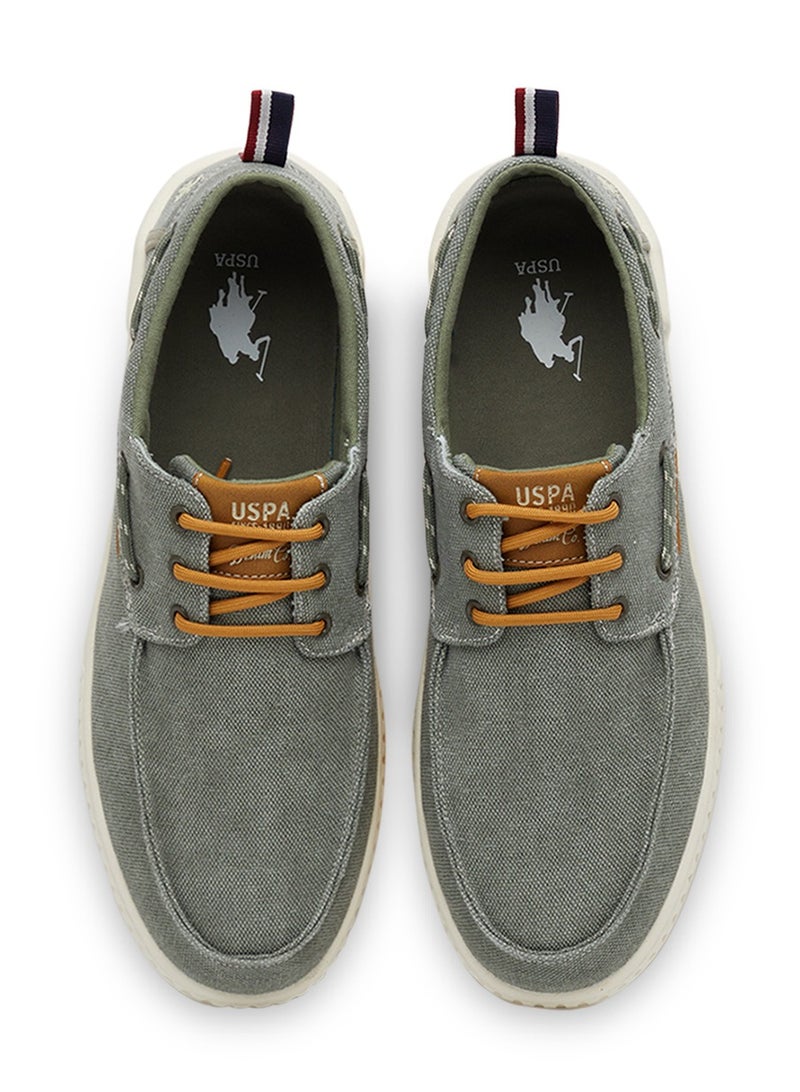 Men's Khaki Low-Top Sneakers - Lightweight Slip-On Design with Iconic Branding for a Clean Look