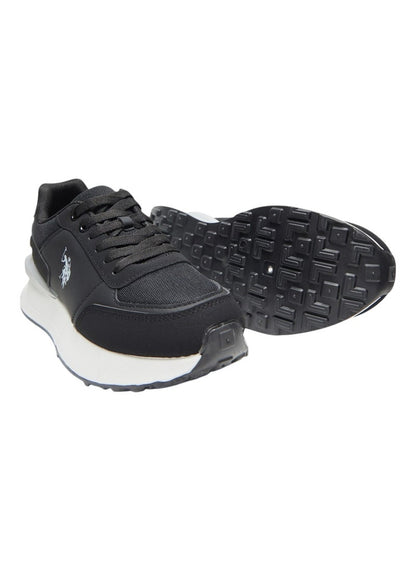 Women's Black Low-Top Sneakers - Lightweight with White Sole, Comfortable Casual Shoes