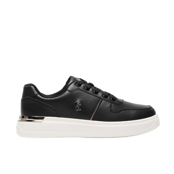 Women's Black Low-Top Sneakers - Stylish Design with White Sole Accent and Cushioned Comfort for Everyday Wear