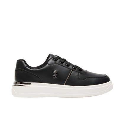 Women's Black Low-Top Sneakers - Stylish Design with White Sole Accent and Cushioned Comfort for Everyday Wear